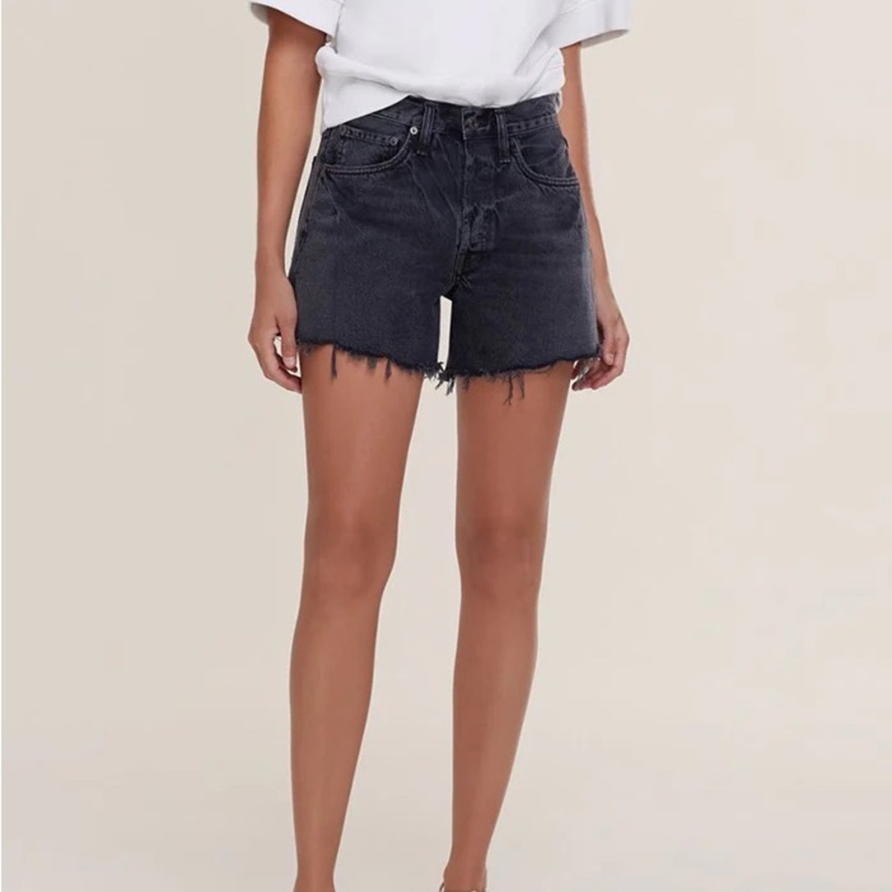 agolde parker long shorts black